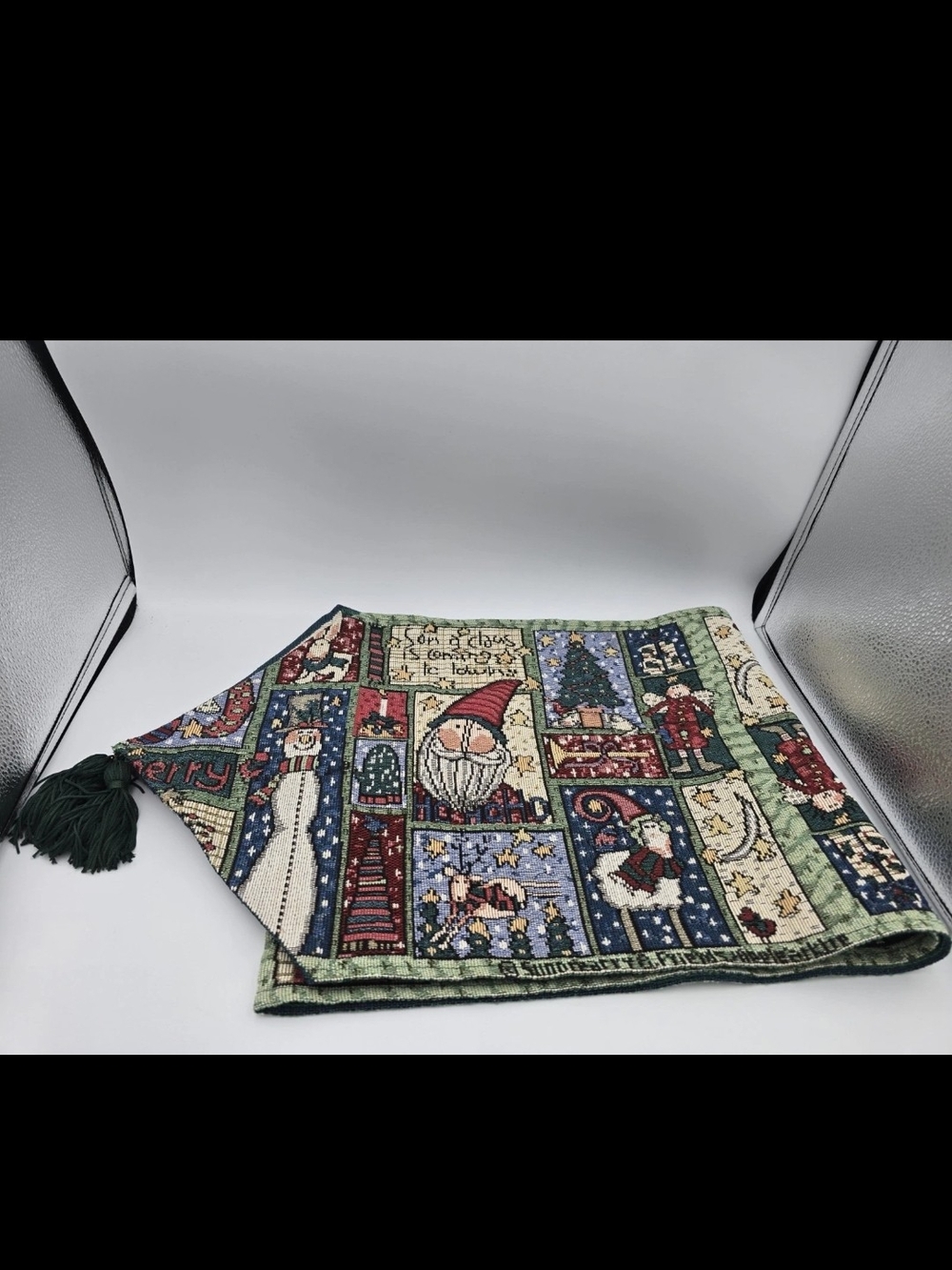 Holiday Patchwork Tapestry Table Runner - Green Multi